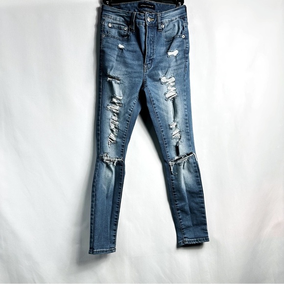 Aeropostale Denim - Aéropostale Sz 4 Short Medium Wash Denim Distressed Super High Rise Jeggings